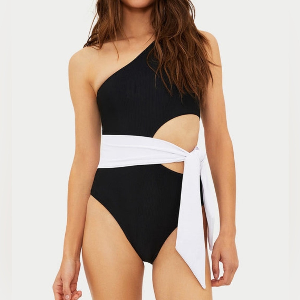 Beach Riot Black and White Asymmetrical One Piece